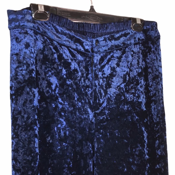 Midnight Blue Crushed Velvet Pants - Picture 2 of 8